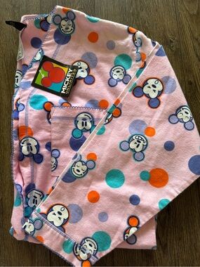 Disney Mickey Unlimited Pink Polka Dot Cotton Flannel Nightgown Vintage